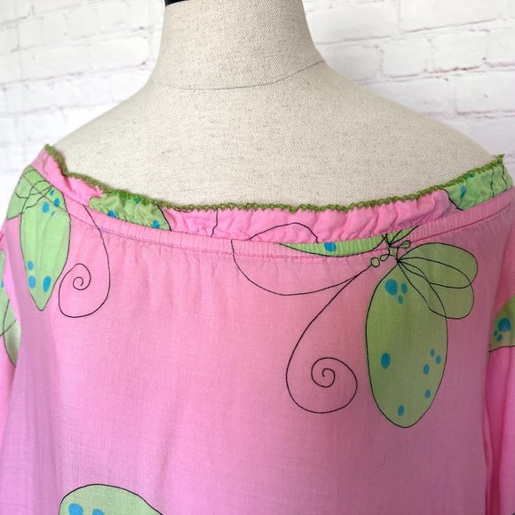 70's Cover Up - Pink with Butterflies - Size - Medium Bathing Suit Cover Up - Picture 4 of 9